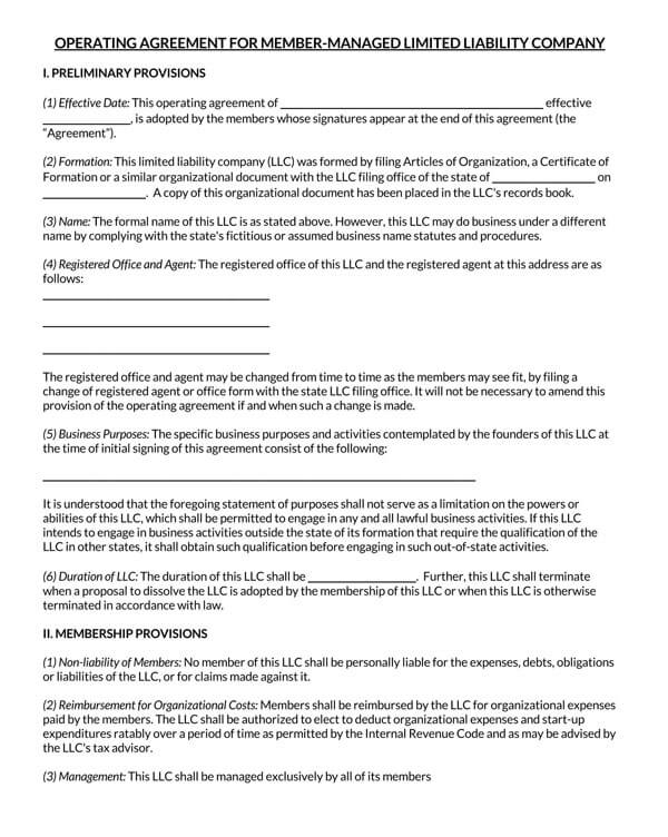 50/50 llc operating agreement template
