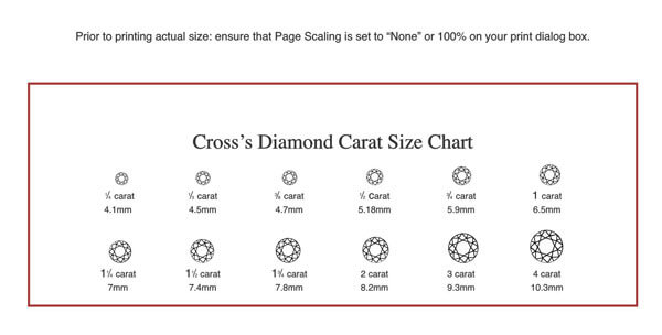 Free Printable Cross Diamond Carat Size Chart as Pdf File
