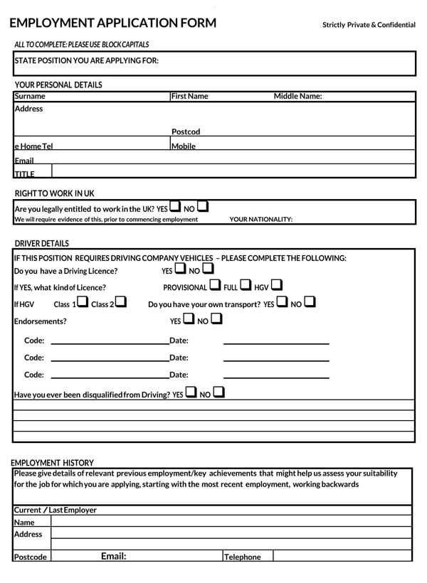 online job application form pdf