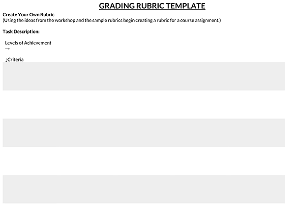 Free Download of Rubric Template - Sample Version
