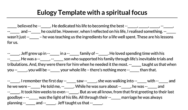 eulogy template word 0101