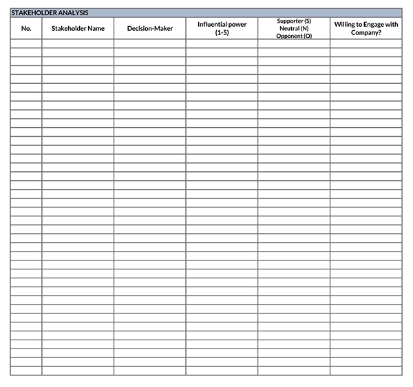 Excel Stakeholder Analysis Template 11