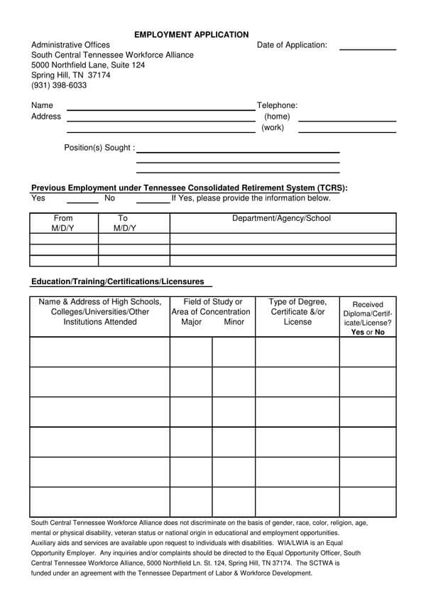 job application form online