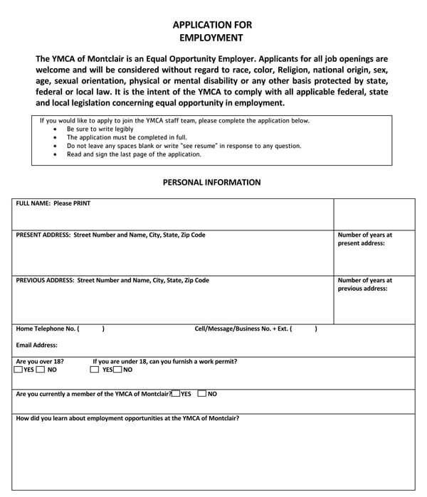 online job application form pdf