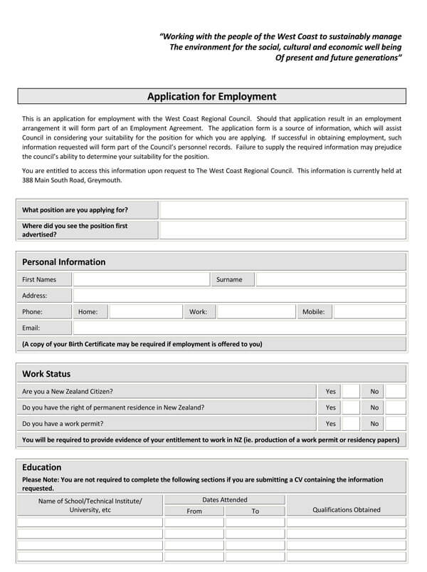 job application form download