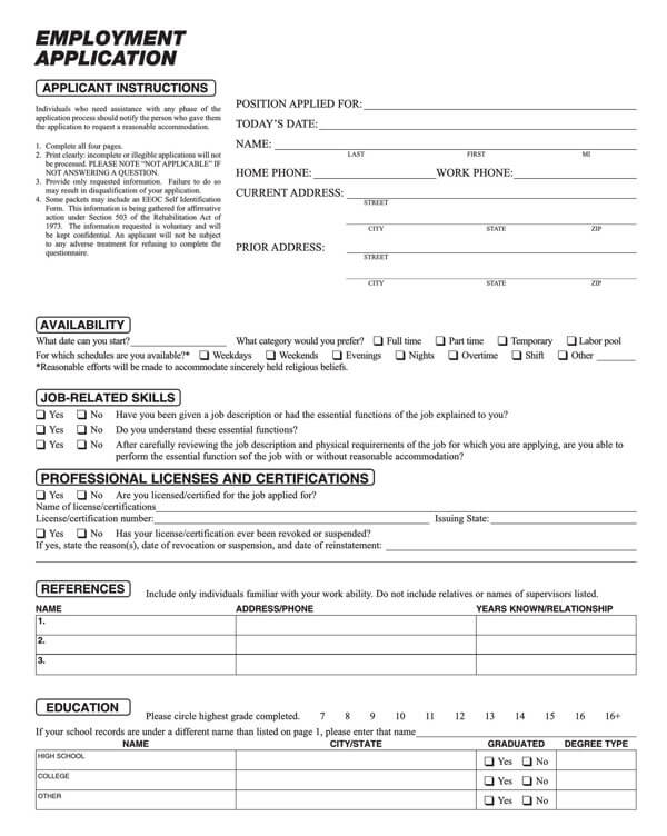 free online job application form