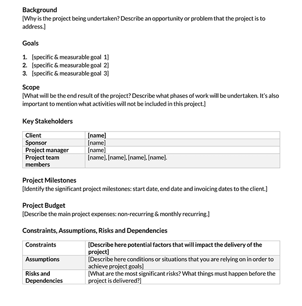 Printable Team Charter Form - Downloadable