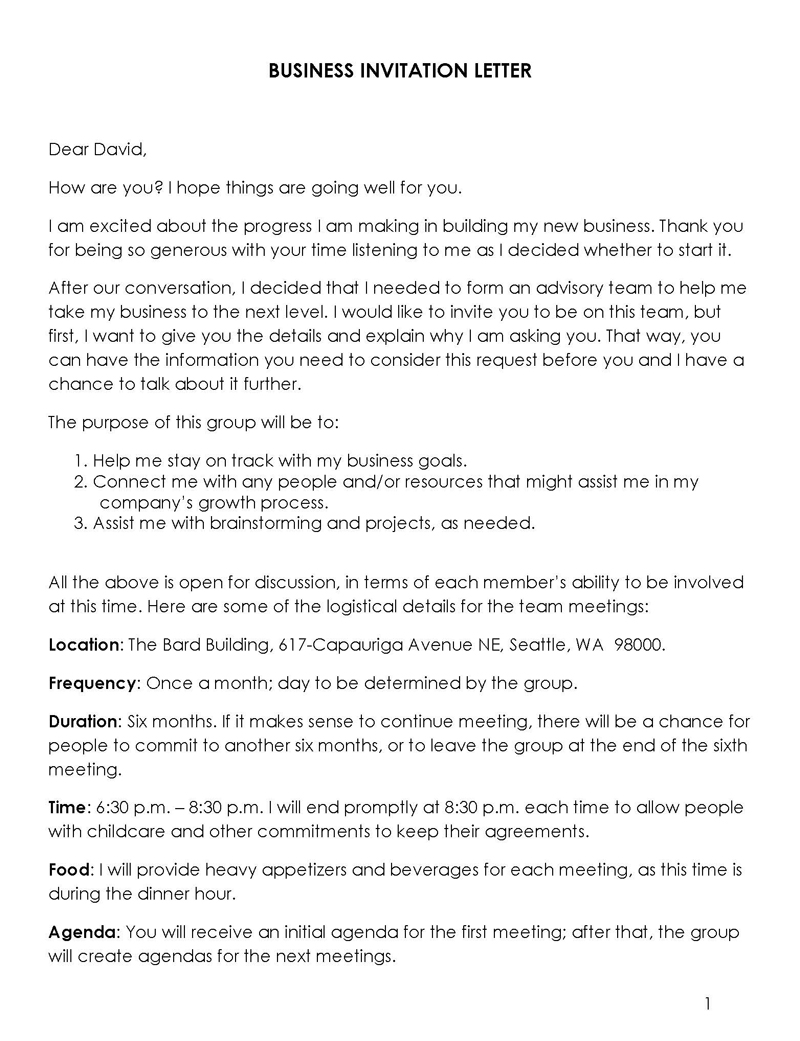 Editable business invitation letter for visa