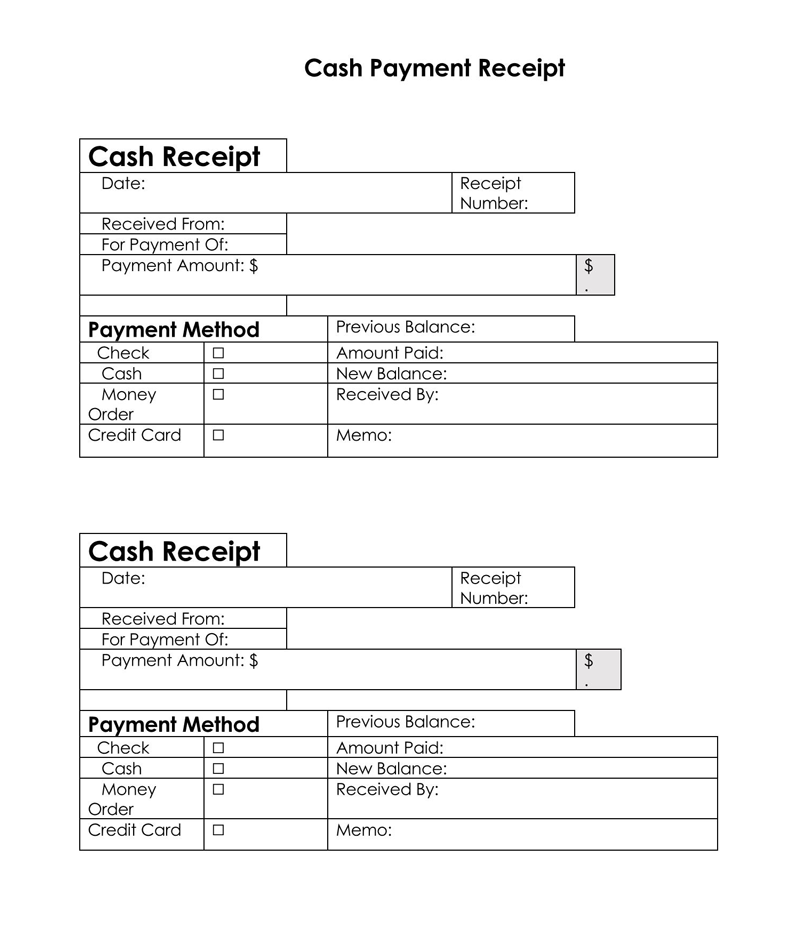 Free Editable Cash Payment Receipt 3 on Page Template 01 as Word Format