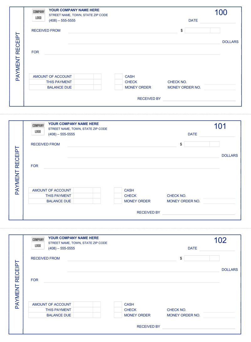 Best Printable Company Logo Cash Payment Receipt Template 02 for Pdf File