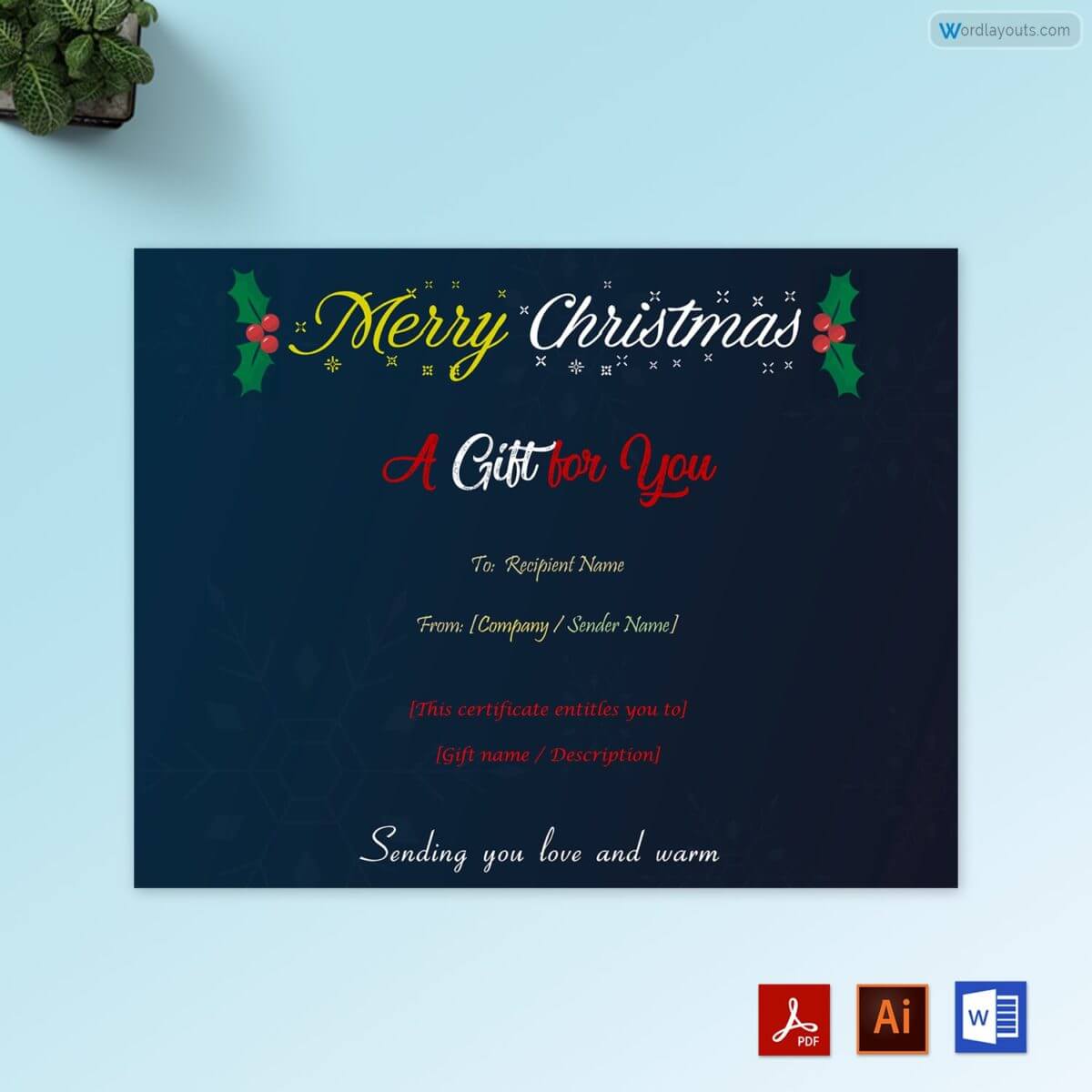 Free Downloadable Christmas Gift Certificate Template 11 for Word, Adobe and AI Format
