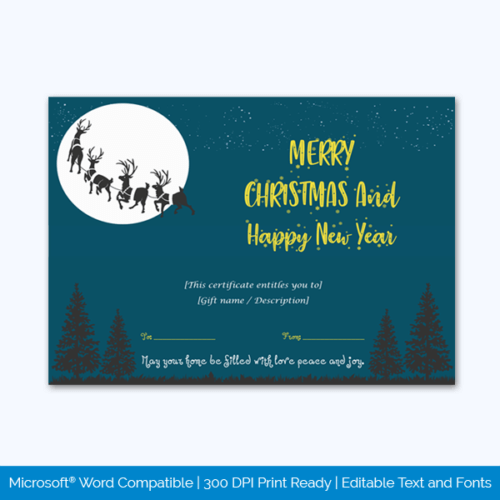New Year Themed Christmas Gift Certificate
