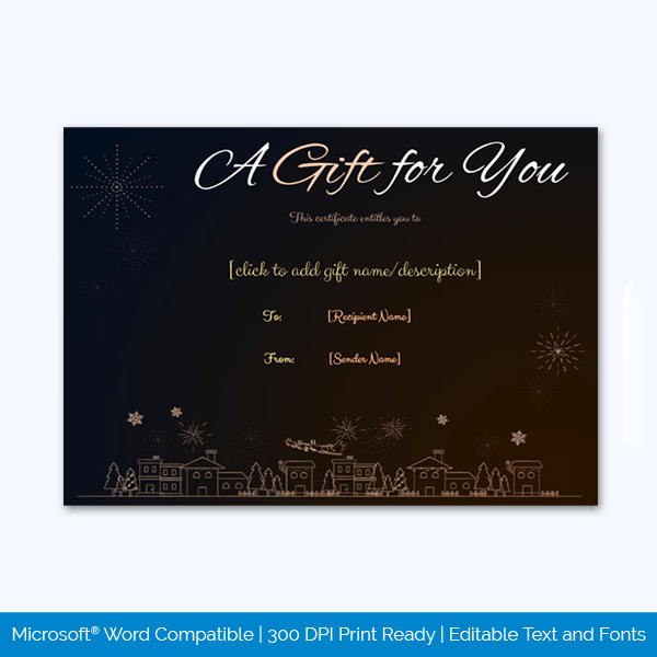 Free Downloadable Christmas Gift Certificate Template 18 for Word, Adobe and AI Format