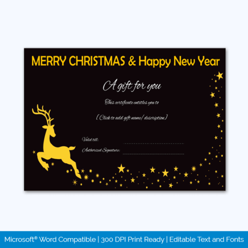Reindeer Themed Christmas Gift Certificate