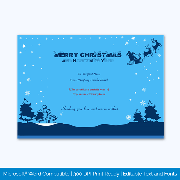 Free Downloadable Christmas Gift Certificate Template 17 for Word, Adobe and AI Format