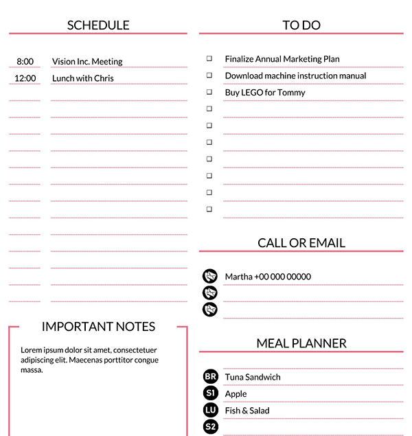 Sample Daily Checklist Template - Editable and Printable