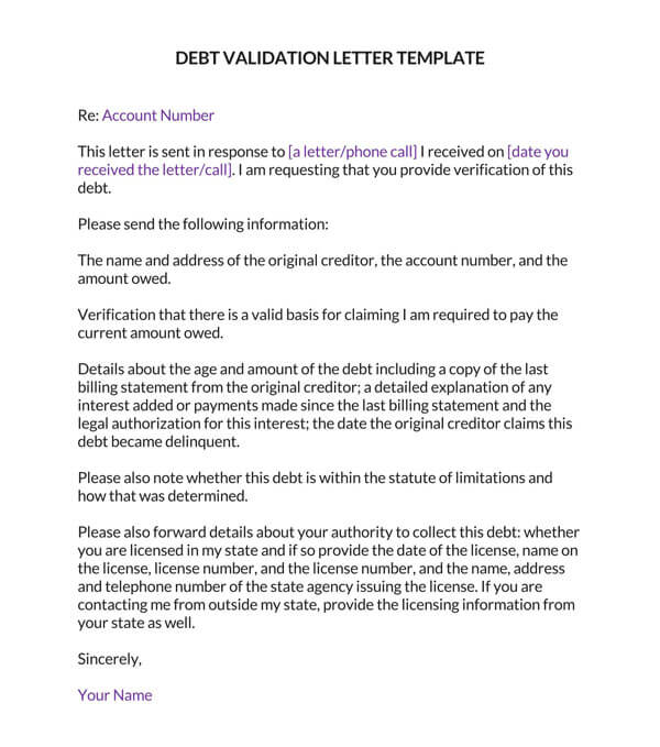 Debt Validation Letter Word Template 01
