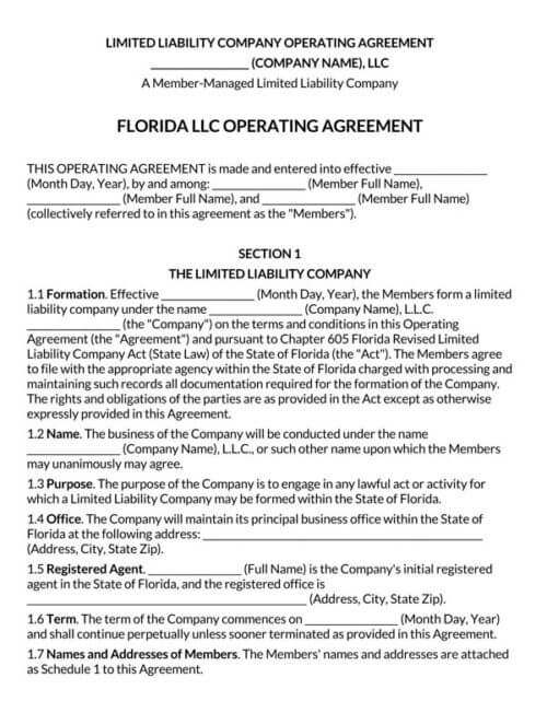 Florida-Multi-Member-LLC-Operating-Agreement-Template
