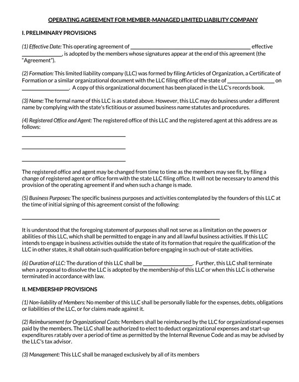 Customizable Maryland LLC Operating Agreement PDF Template