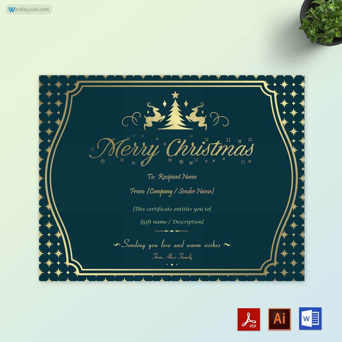 Free Downloadable Christmas Gift Certificate Template 12 for Word, Adobe and AI Format