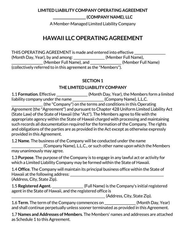 Hawaii-Multi-Member-LLC-Operating-Agreement-Form