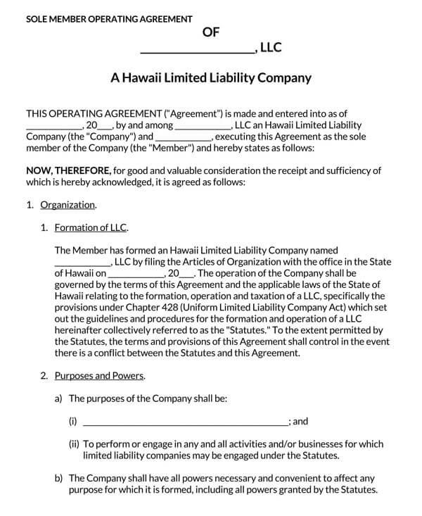 Hawaii-Single-Member-LLC-Operating-Agreement-Form_