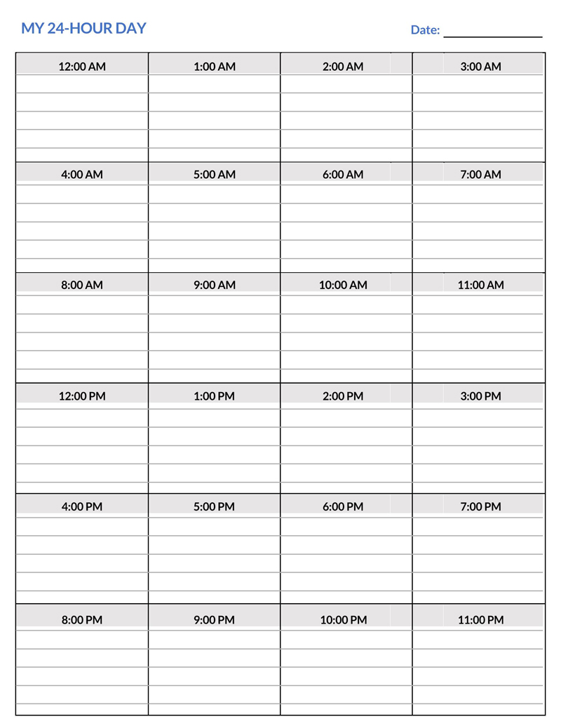 Hourly Schedule Template in Word Format 03
