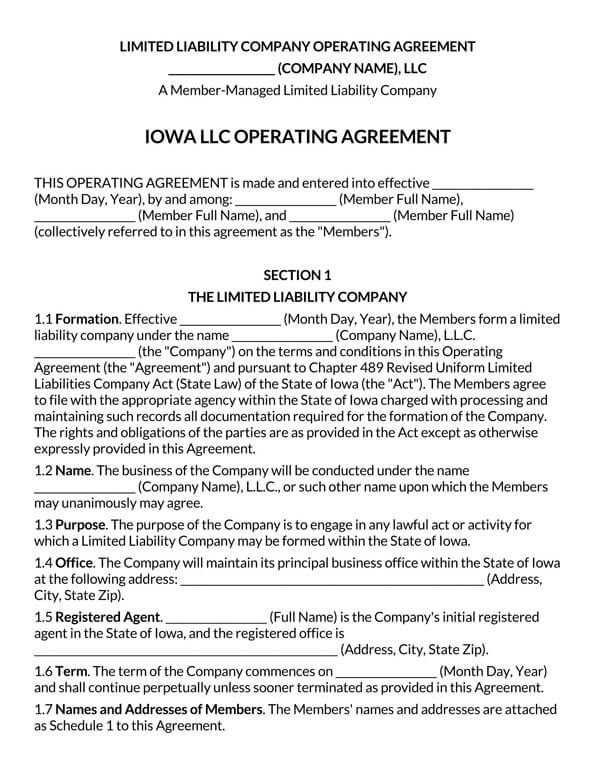 Iowa-Multi-Member-LLC-Operating-Agreement-Template
