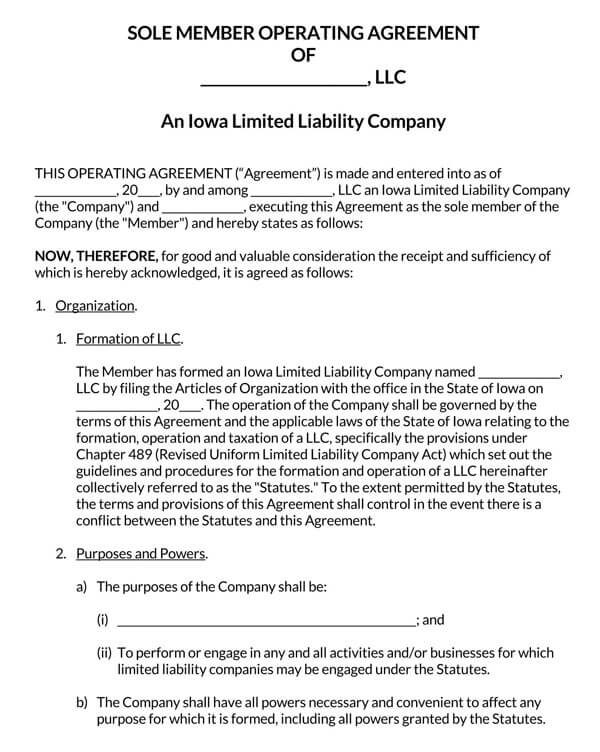 Iowa-Single-Member-LLC-Operating-Agreement