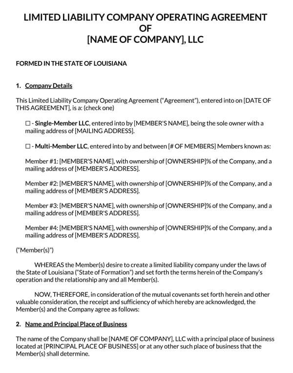 Louisiana-LLC-Operating-Agreement-Template
