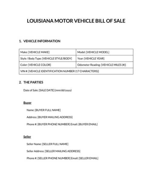 Free Louisiana Vehicle Bill of Sale Form (How to Register)