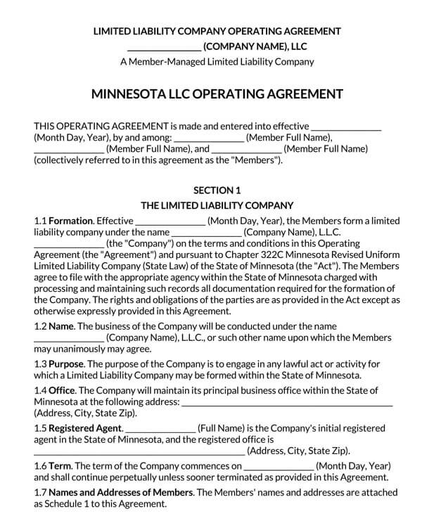 Minnesota-Multi-Member-LLC-Operating-Agreement-Template