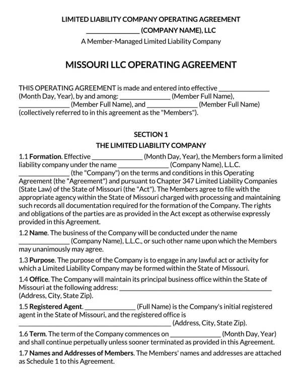 Missouri-Multi-Member-LLC-Operating-Agreement-Template