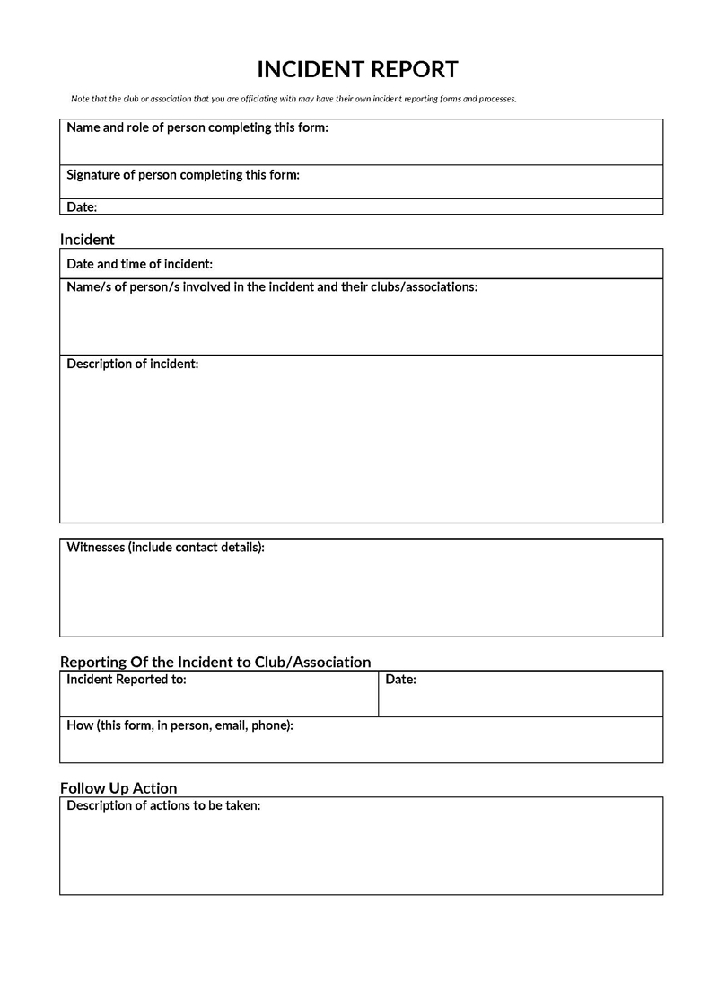 Police Report Template Doc