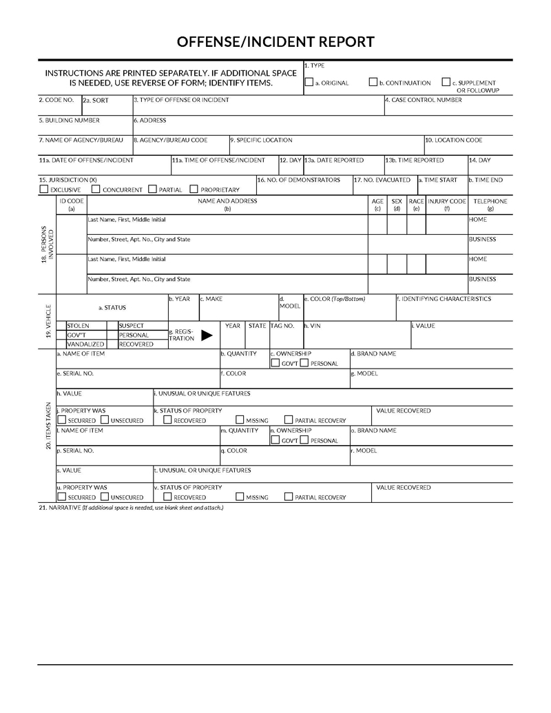 Police report form with free download