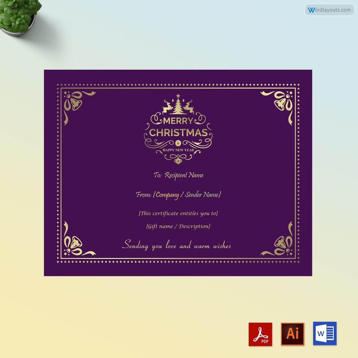 Free Downloadable Christmas Gift Certificate Template 13 for Word, Adobe and AI Format