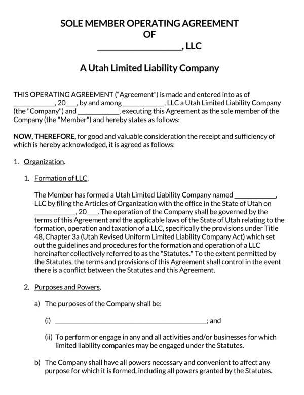 Single-member-Utah-LLC-operating-agreement