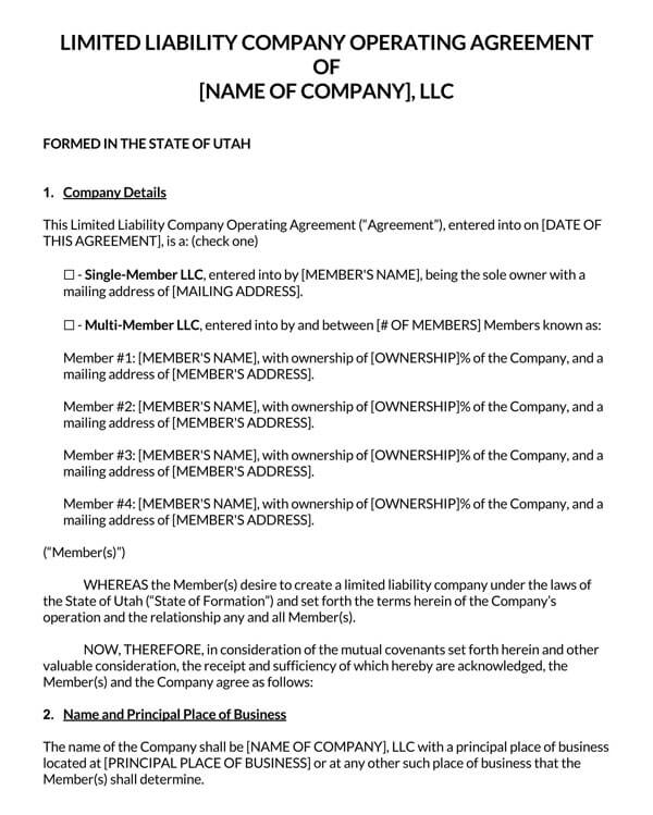 Utah-LLC-Operating-Agreement-Template