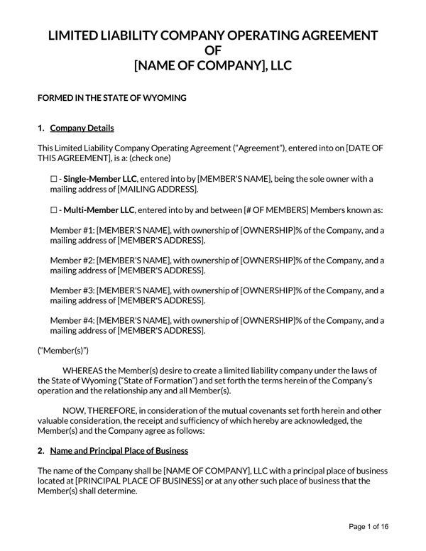 Wyoming-LLC-Operating-Agreement-Template