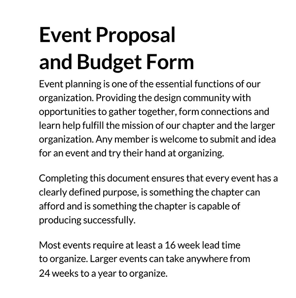 Budget Proposal Template Sample
