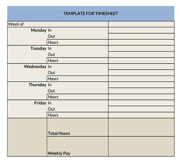 Editable Timesheet Sample - Excel Worksheet