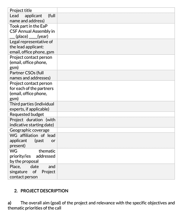 Professional Project Proposal Template Form