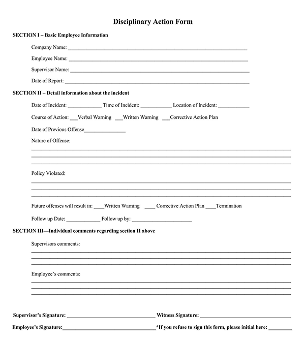 disciplinary write-up form 033