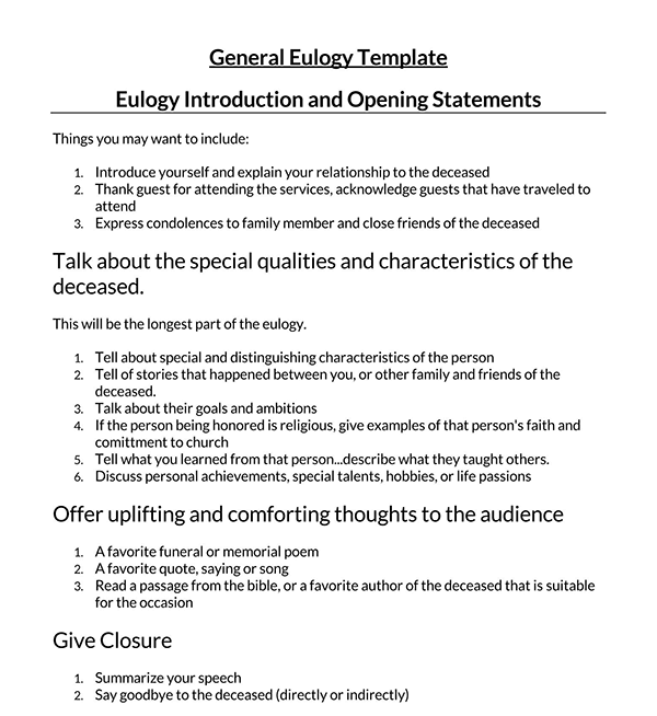 40 Free Eulogy Templates to Write Memorable Funeral Speech