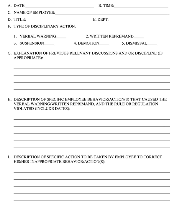 Professional Editable Notice of Disciplinary Action Form 03 for Pdf Format