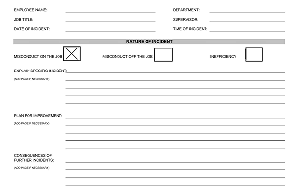 free employee write up form pdf 01