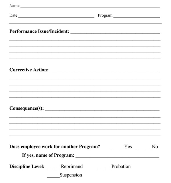 free employee write up form pdf 015