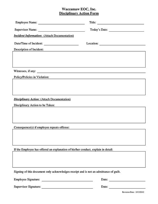 free employee write up form pdf 33