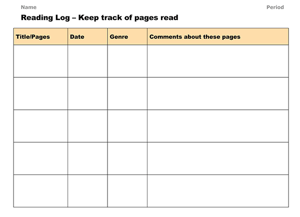 free online reading log template 03