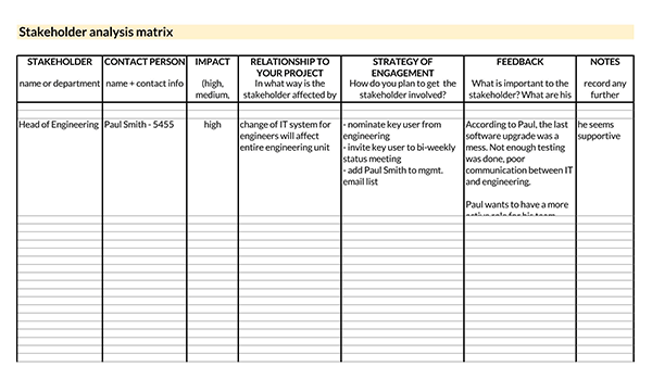 Excel Stakeholder Analysis Template 05